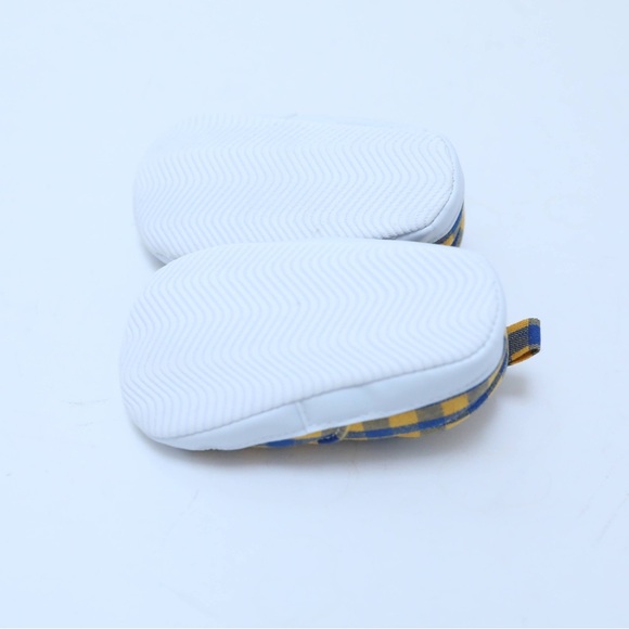 Baby Toddler Shoes Yellow Blue check plaid gingham 6-12 Walking Boot Infant New - Picture 7 of 7